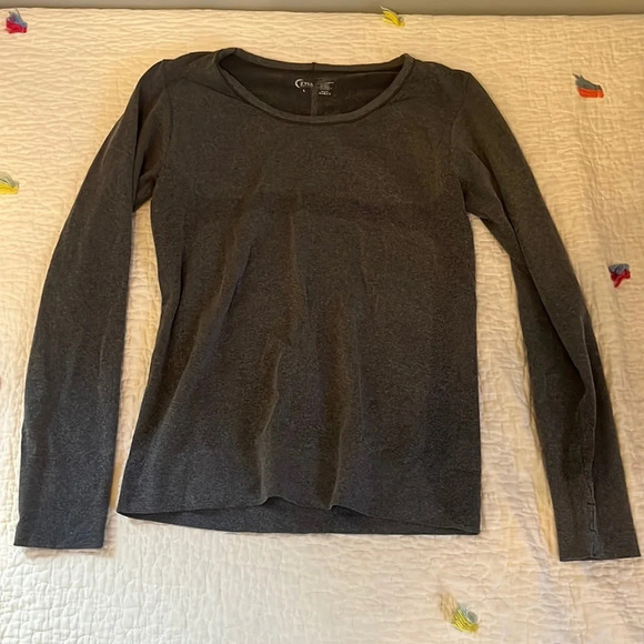 ZYIA seamless performance scoop heather gray grey long sleeve large - Picture 1 of 8